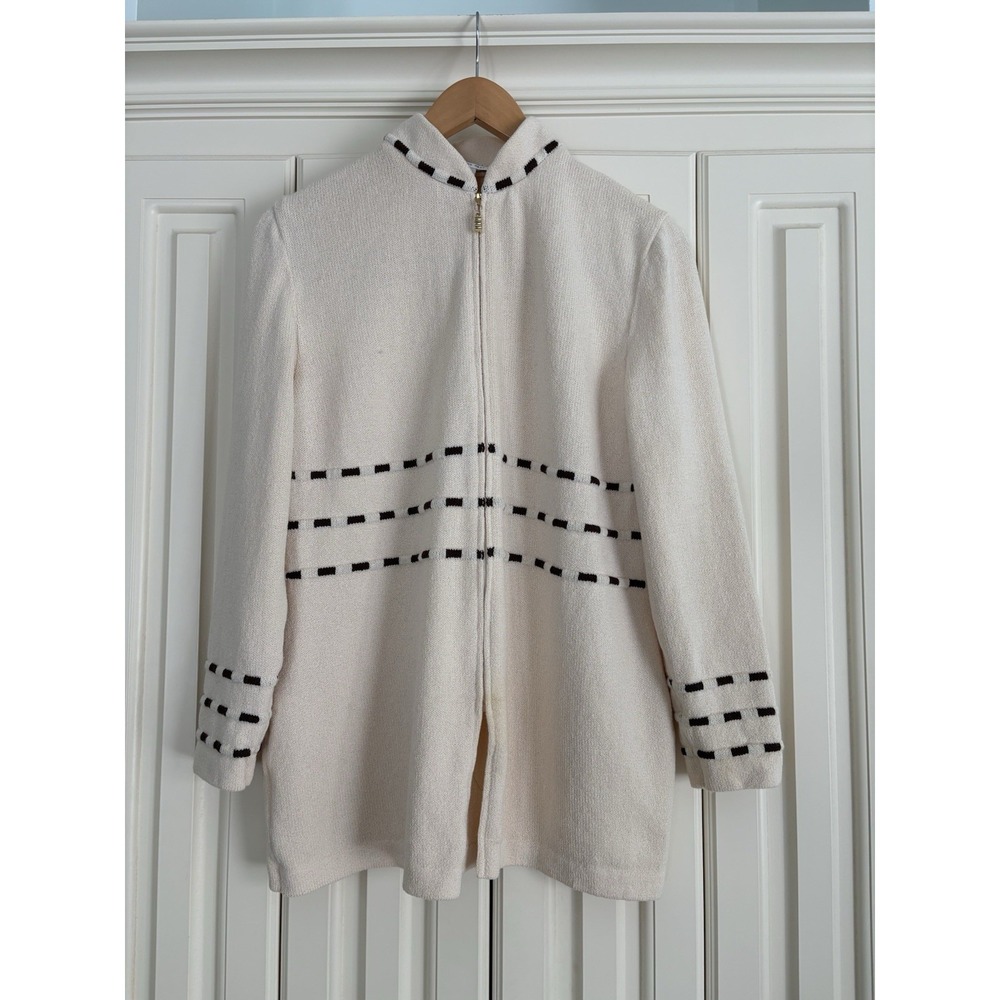 Vintage St John Blazer Sweater‎ Knit Zip Up Made USA 80s 90s Size 8
